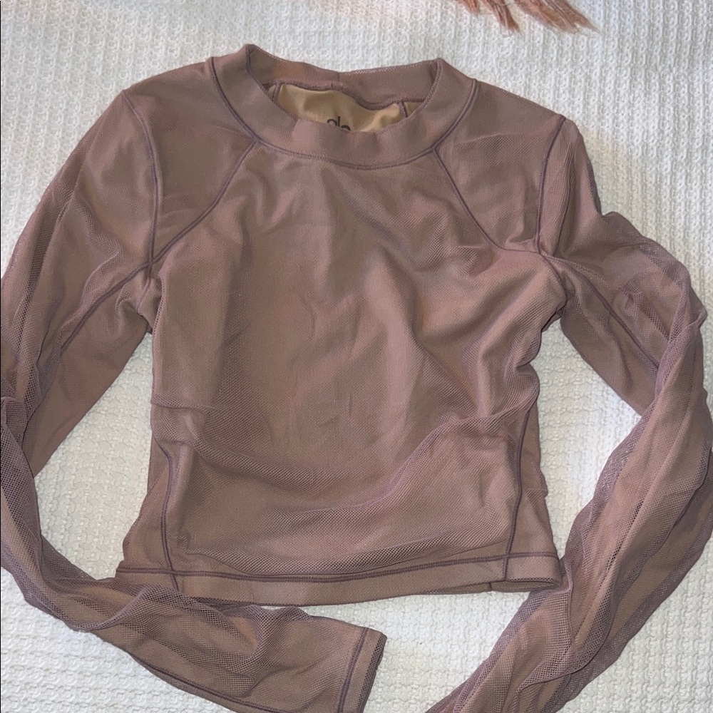 ALO Yoga Women's Dusty Rose Mesh Crop Top Sz Small